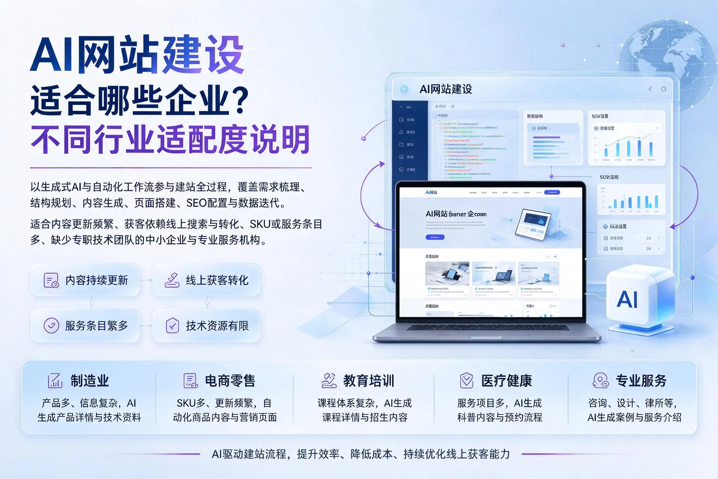 AI网站建设适合哪些企业？晋城不同行业适配度说明